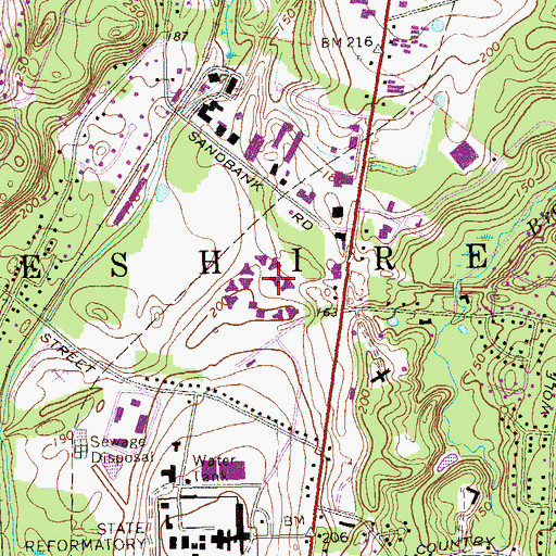 Topographic Map of Manson Youth Institution, CT