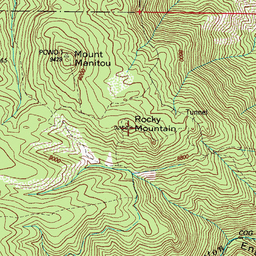 Topographic Map of Rocky Mountain, CO