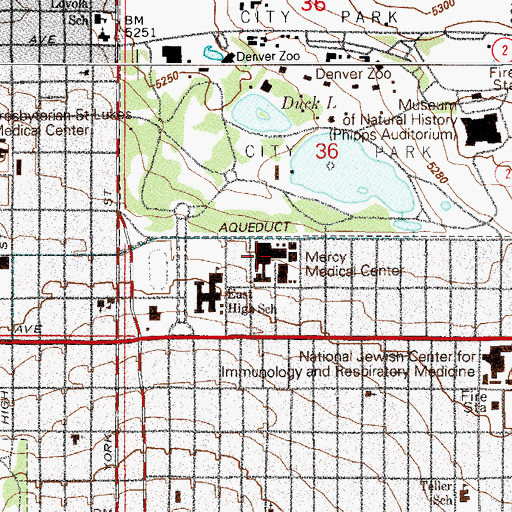 Topographic Map of Mercy Medical Center, CO