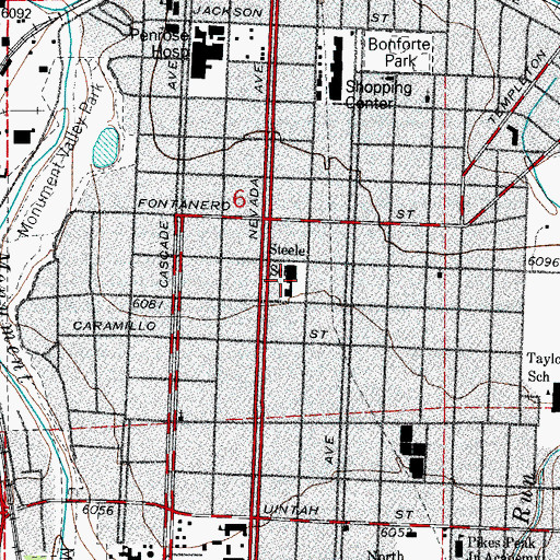 Topographic Map of Benjamin Steele Elementary School, CO