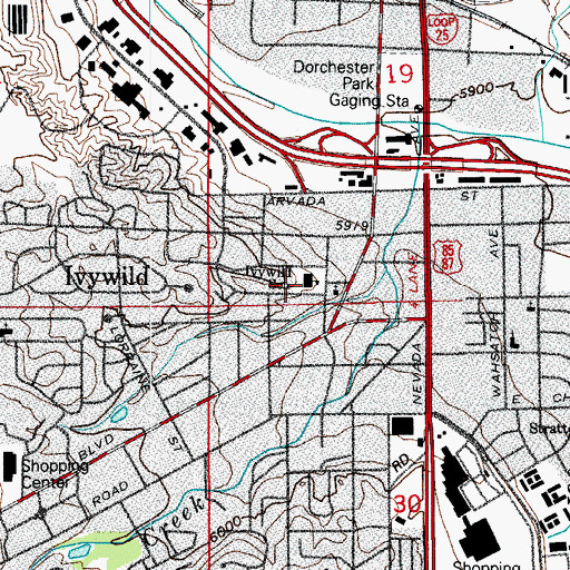 Topographic Map of Ivywild School, CO
