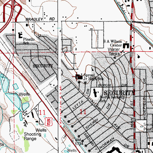 Topographic Map of Sproul Junior High School, CO