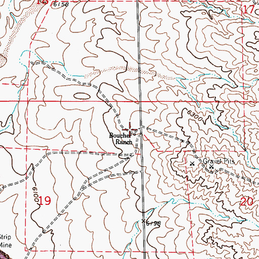 Topographic Map of Boucher Ranch, CO