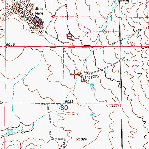 Topographic Map of Franceville Mine, CO