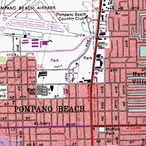 Topographic Map of Pompano Beach Division, FL