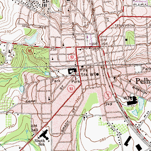 Topographic Map of Pelham Division, GA
