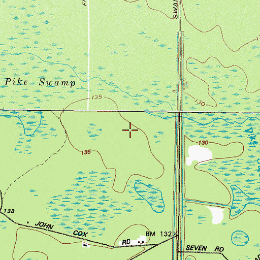 Topographic Map of Waycross Division, GA