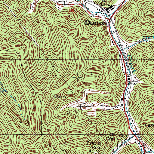 Topographic Map of Dorton Division, KY