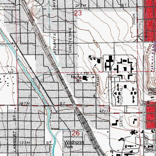 Topographic Map of Irving Elementary School, CO