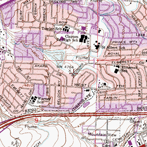 Topographic Map of Northwest Truckee Meadows Division (historical), NV