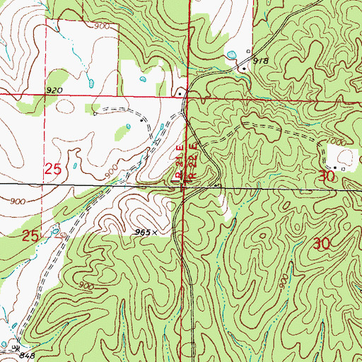 Topographic Map of South Cherokee Division, OK