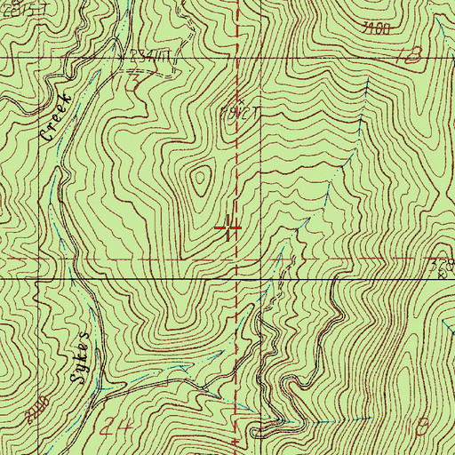 Topographic Map of Northwest Jackson Division, OR