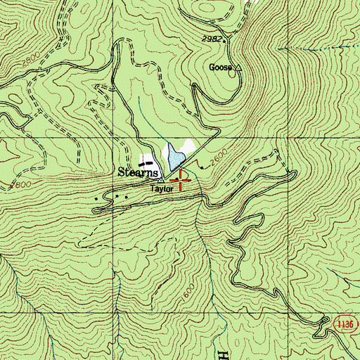 Topographic Map of Stearns Post Office (historical), NC