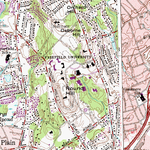 Topographic Map of Barone Campus Center, CT