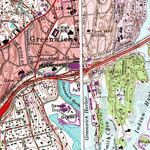 Topographic Map of Interchange 3, CT