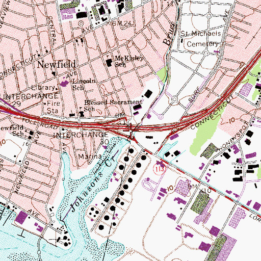 Topographic Map of Interchange 30, CT
