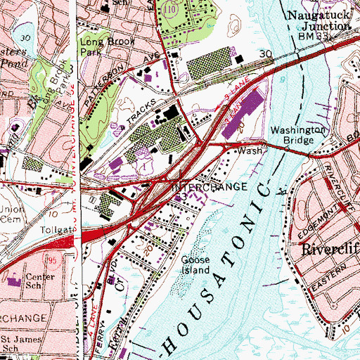Topographic Map of Interchange 33, CT