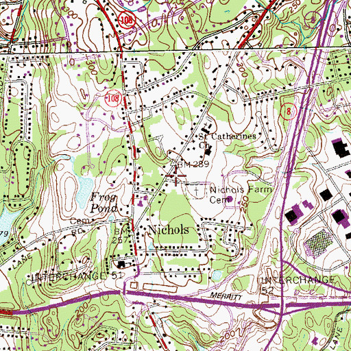 Topographic Map of Nichols Farm Historic District, CT