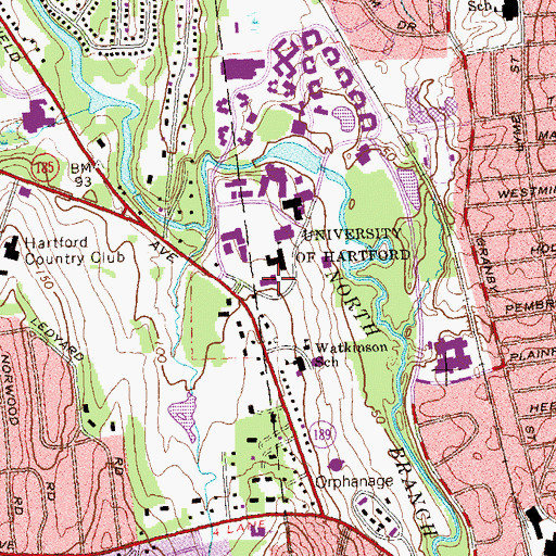 Topographic Map of Beatrice Fox Auerbach Hall, CT