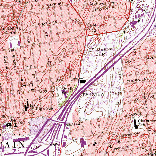 Topographic Map of Bethel Alliance Church, CT