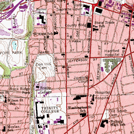 Topographic Map of Christ Lutheran Church, CT