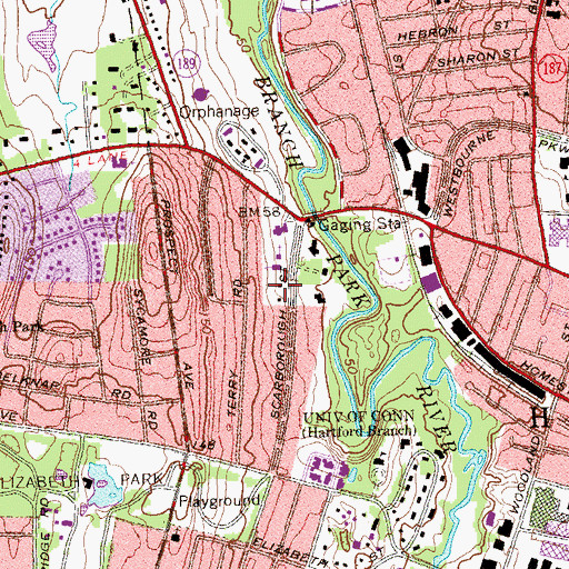Topographic Map of First Church of Christ Scientist, CT