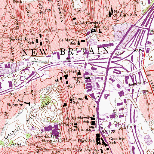 Topographic Map of Iglesia Bauptista Congregacion, CT