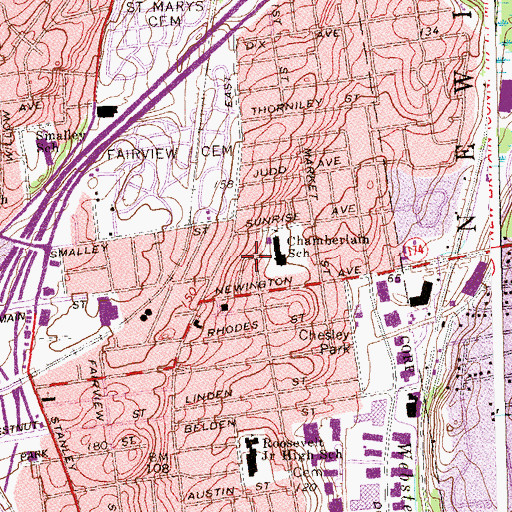 Topographic Map of McCollough Temple Christian Methodist Episcopal Church, CT
