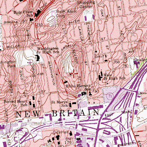 Topographic Map of Mount Zion Church of God, CT