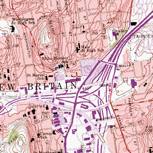 Topographic Map of New Brite Plaza Shopping Center, CT