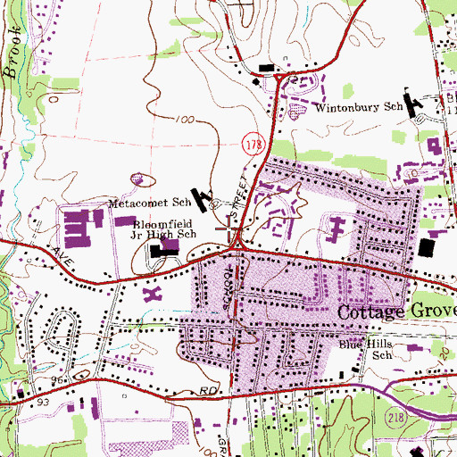 Topographic Map of Old Farms School, CT
