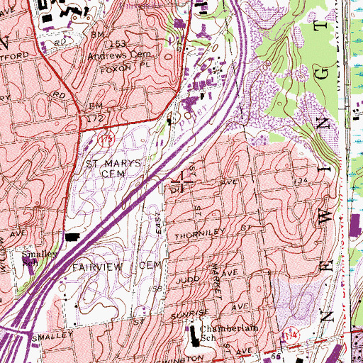 Topographic Map of Saint James Baptist Church, CT