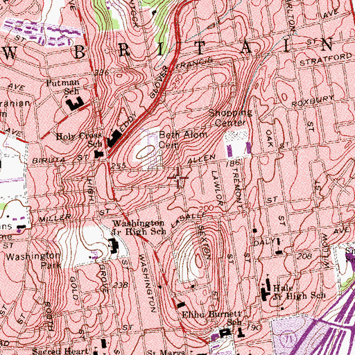 Topographic Map of Saint Thomas Assyrian Church East, CT