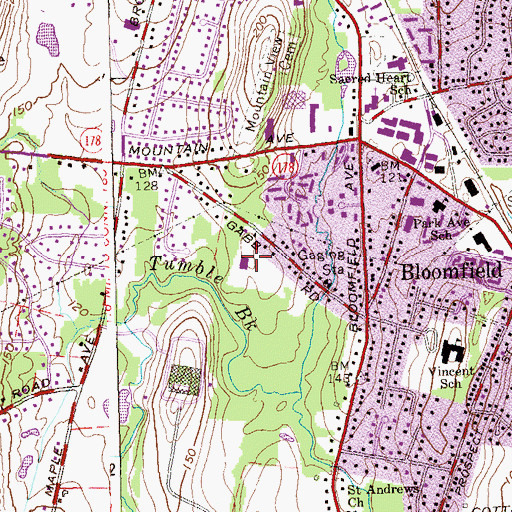 Topographic Map of The Bess and Paul Sigel Hebrew Academy of Greater Hartford, CT