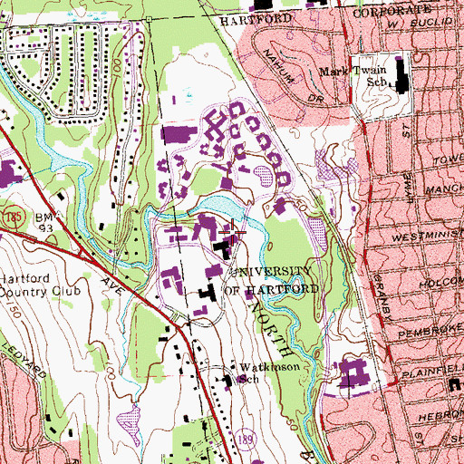 Topographic Map of The Hartt School, CT