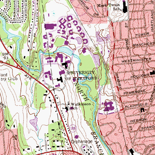 Topographic Map of Ward College of Technology, CT