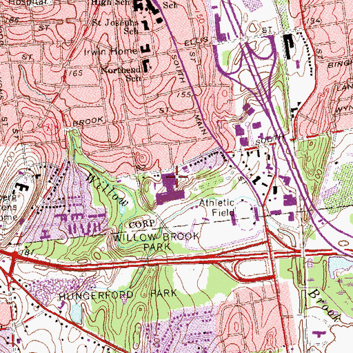 Topographic Map of New Britain High School, CT
