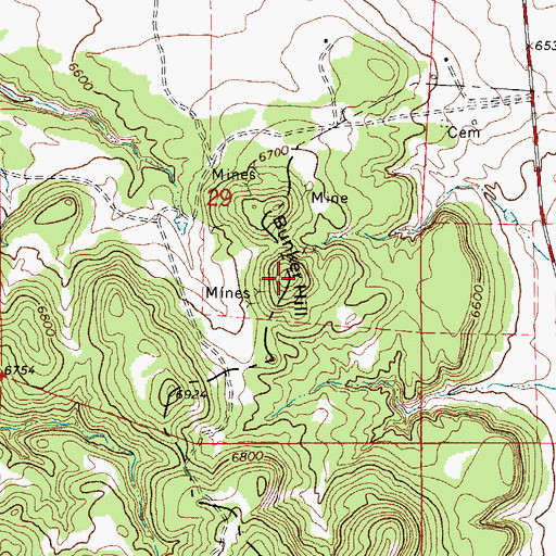 Topographic Map of Bunker Hill, CO