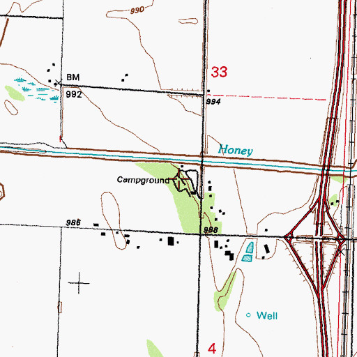 Topographic Map of Honey Creek Campground, IA