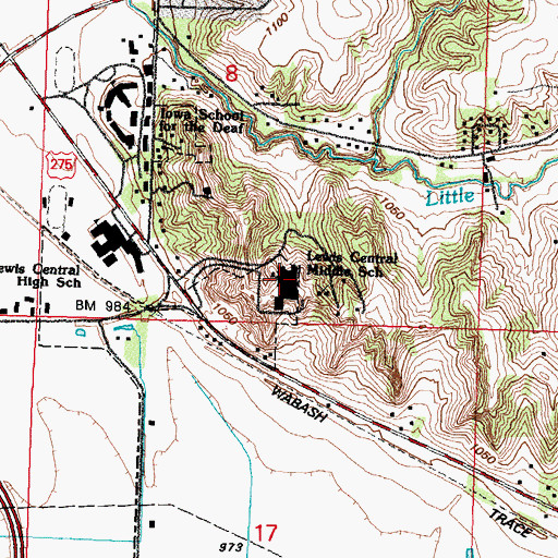 Topographic Map of Titan Hill Intermediate School, IA