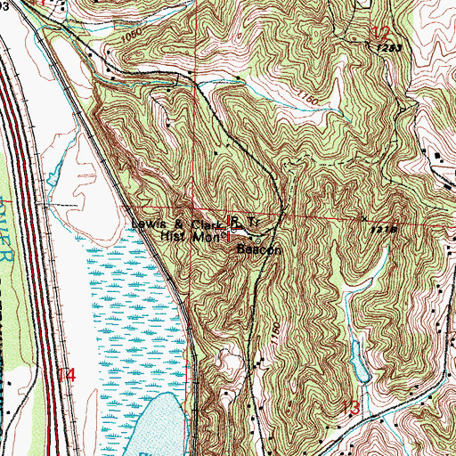 Topographic Map of Lewis and Clark Historical Monument, IA