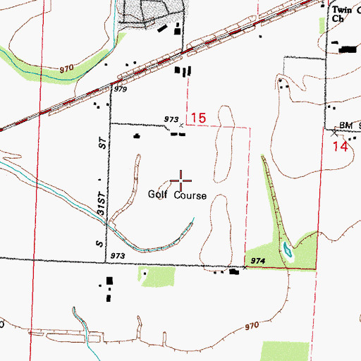 Topographic Map of Fox Run Golf Course, IA