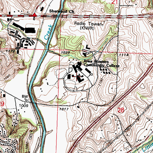 Topographic Map of Dodge Hall, IA