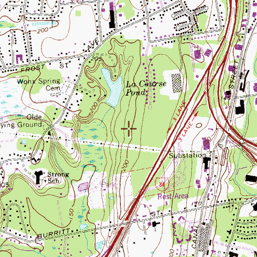Topographic Map of Burritt Street Park, CT