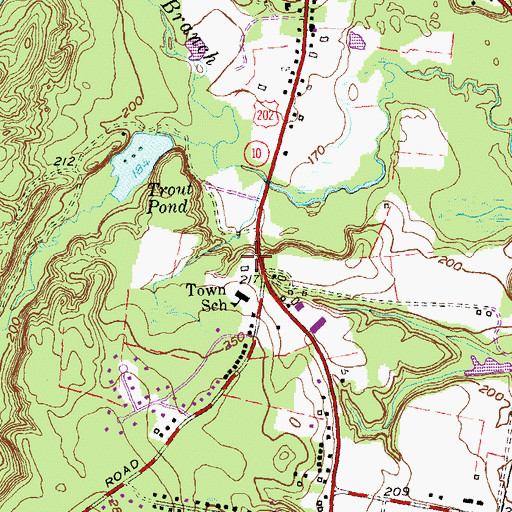 Topographic Map of Chatsworth Village, CT
