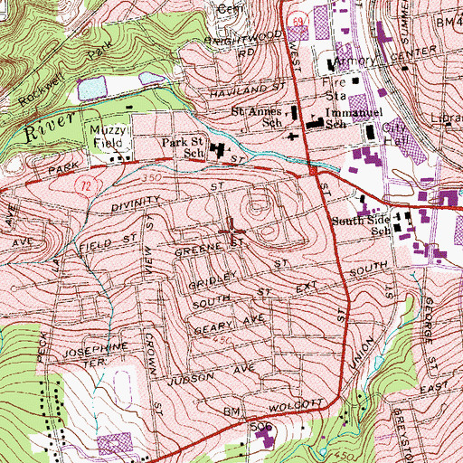 Topographic Map of Emmanuel Full Gospel Church, CT