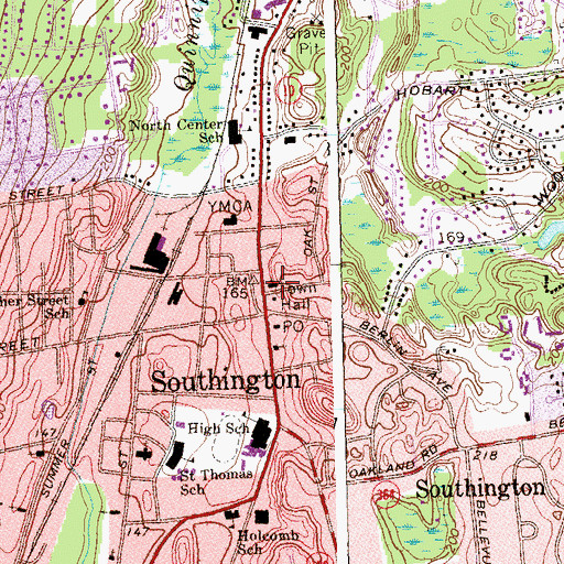 Topographic Map of Greater Southington Chamber of Commerce, CT