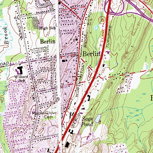 Topographic Map of Worthington Ridge, CT