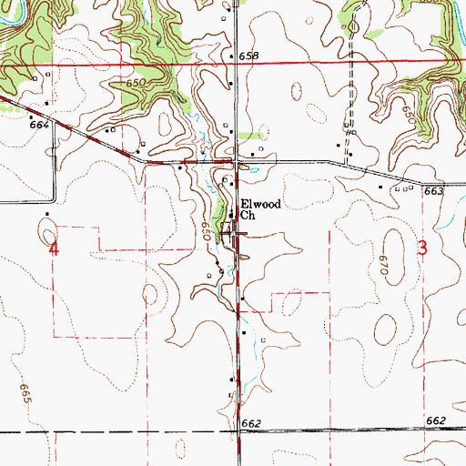 Topographic Map of Elwood Church Cemetery, IL