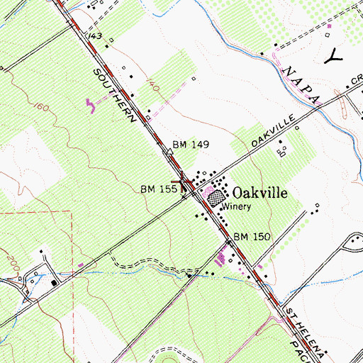 Topographic Map of Oakville Post Office, CA